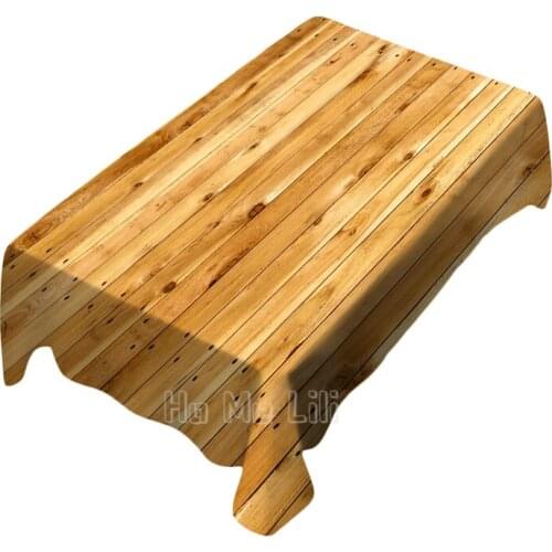 Yellow Wood Texture Background Tablecloth Rectangular Polyester Waterproof And Oil Proof