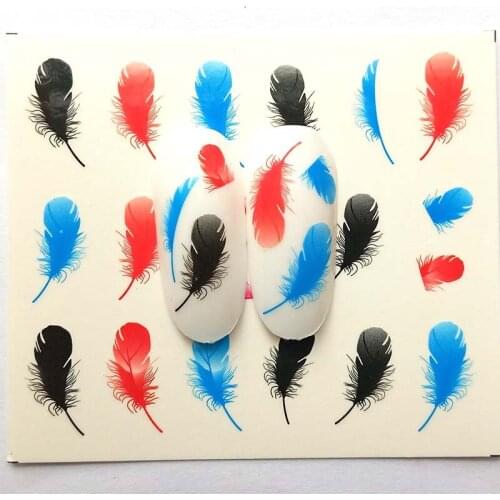 1 Sheets Nail Sticker Feather Summer Colorful Water Transfer Nail Decorations UV Gel Polish DIY Decals B25/B26/B27/B28