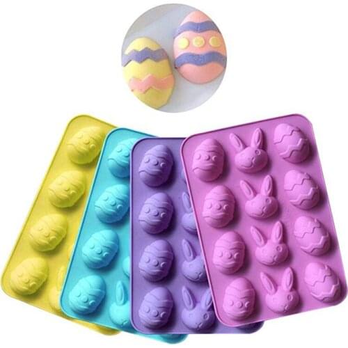 1pcs Easter Egg Mould Silicone Non Stick Chocolate Mold Bakeware Bunny Ice Cube Tray DIY Tool Pastry Baking Mold Handmade Soap