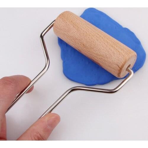 Useful Wood Clay Sculpey Roller Pin Stamping Brayer Polymer Clay For Clay Rolling Tool