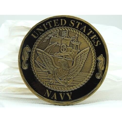 1pcs/lot 1OZ United States Navy Shellback Crossing the Line Souvenir coin Gold Plated Challenge Coin Free shipping