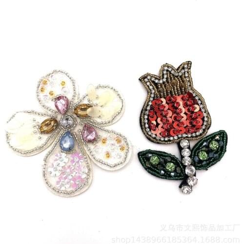 10pcs/lot Luxury Bead Sequins Embroidery Patches Lily Flower Clothing Decoration Sewing Accessory Diy Applique