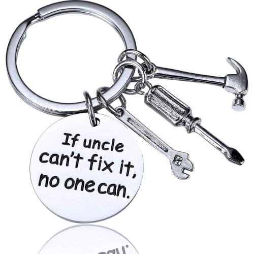 12PC If Uncle Can't Fix It No One Can Keychain Hammer Screwdriver Wrench Charm Keyring Men Birthday Gifts Family Party Gifts Hot