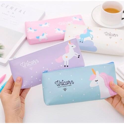 12 Pcs/lot Unicorn Pencil Bag Large Pencil Case Stationery Storage Organizer Bag School Office Supply
