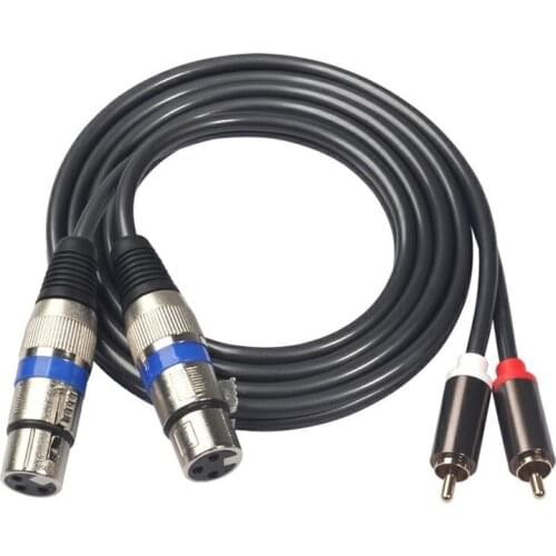 2 Rca Male To Xlr Dual Female Audio Cable Gold-plated 1.5m For Microphone Mixer Power Amplifier Headphone Amplifier
