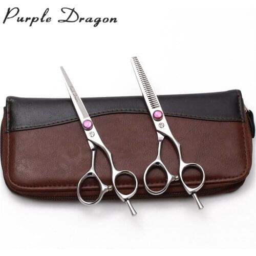 2Pcs 5" 5.5" 6" 440C Purple Dragon Cutting Shears Thinning Scissors Professional Hairdressing Scissors Salon Hair Scissors Z9014