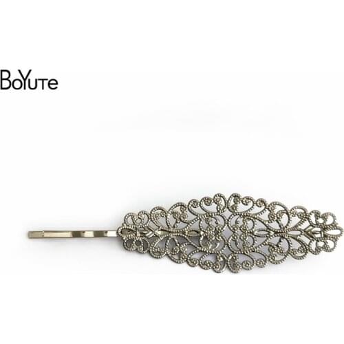 BoYuTe 20Pcs 24*64MM Filigree Flower Hair Barrette 6 Colors Plated Women Hair Clip