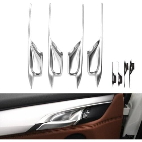 4pcs Car ABS Chrome / Carbon Fiber Texture Door Handle Bowl Cover For BMW X5 F15 2014 2015 2016 2017 X6 F16 2015- 2018