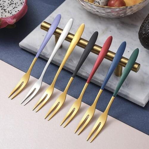 5Pcs Fruit Fork Luxury Stainless Steel Cake Dessert Fork Tableware Table forks Used For Cake in Party Snail Fork Restaurant #6