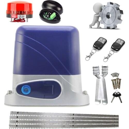 600KG Load-bearing Automatic Electric Door Opener Remote Control Sliding Gate Motor Engine with 4M Steel Racks Warning Light