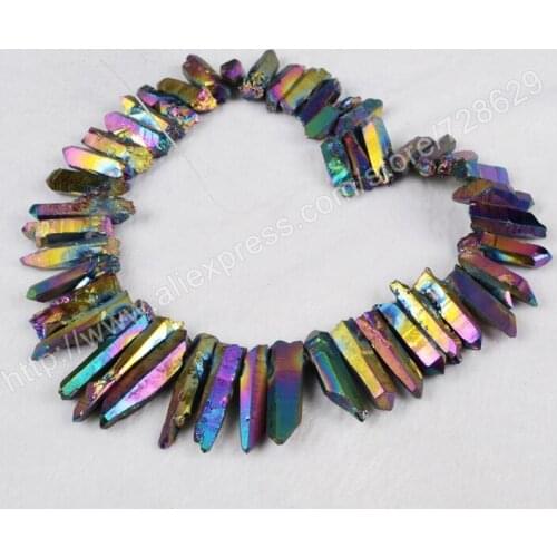 BOROSA Hot Sale 3Strands/lot Rainbow Cluster Aura Titanium Multi-Color Crystal Quartz Druzy Pendant AJL100