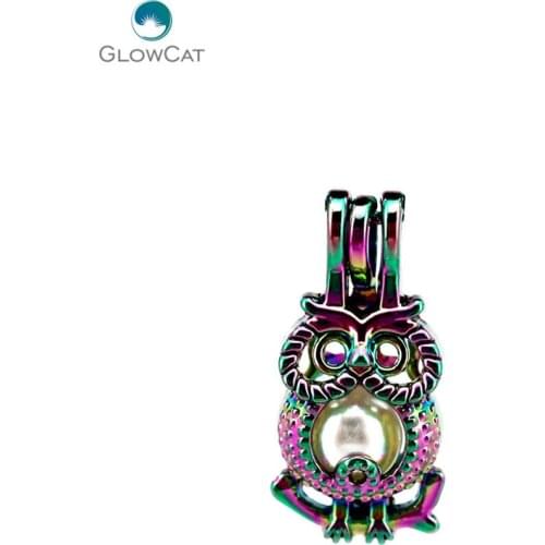 C722 5pcs/lot COLORS Multicolor Owl Pearl Beads Cage Locket Pendant Pearl Locket Fairytale Party