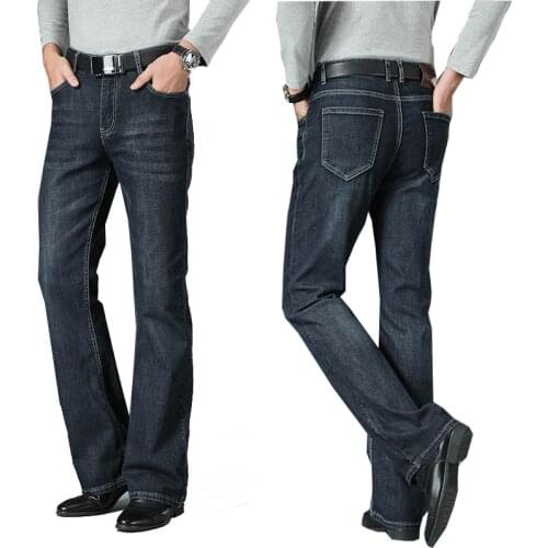 Jeans Men Mens Big Flared Jeans Boot Cut Leg Flared Loose Fit High Waist Male Designer Classic Denim Jeans Size 28-38 40