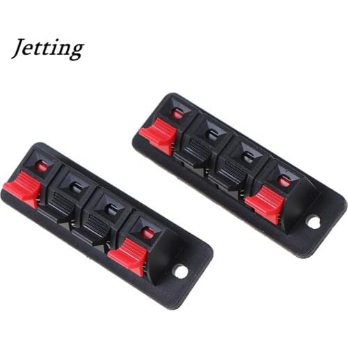Hot!2Pcs 4 Positions Connector Terminal Push In Jack Spring Load Plastic Audio Speaker Terminals Breadboard Clip