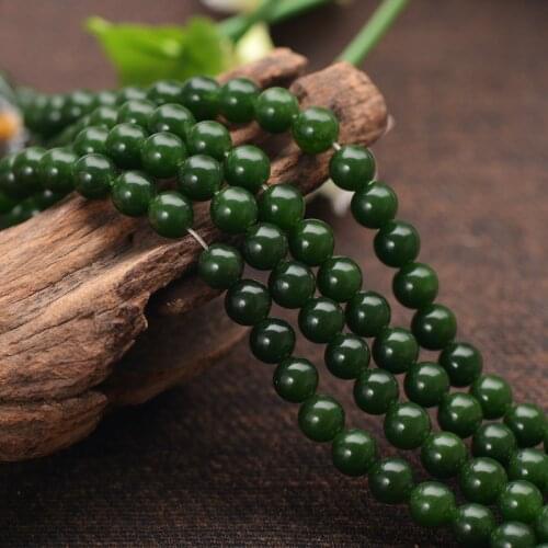 Joanlyn Grade A Natural Dark Green Jade Beads 6mm 8mm 10mm 12mm Smooth Polished Round 15 Inch Strand JA05