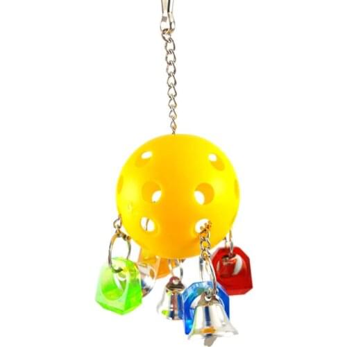 Colorful Bird Parrot Hanging Cage Chewing Bite Toys Climb Bell Swing Playing Toy for African Grey Conure Cockatiel