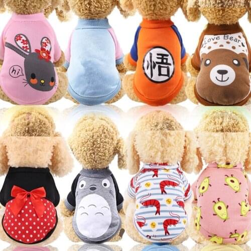Fashion Cartoon Dog Clothes Puppy Cat Clothing Fleece Soft Warm Clothes Small Medium Dogs Pet Sweaters Hoodie Dog Sweatshirt