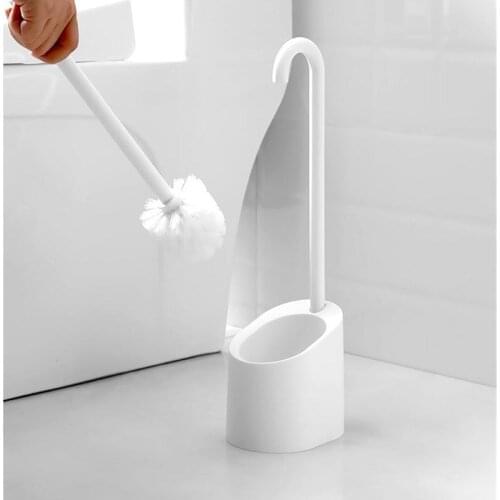 Fashion Bathroom Toilet Brush Holder White ABS Material no dead corner brush item durable type bathroom accessories