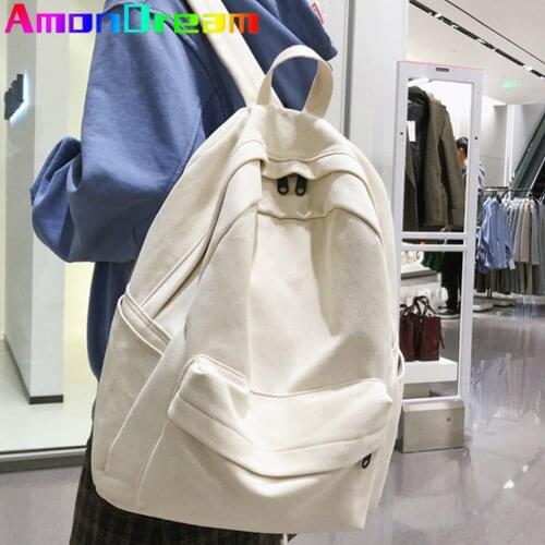 Fashion Female Bookbag Cotton Women Backpack for Teenagers Girl College Men Black School Bag Student Mochila Girls Travel Sac
