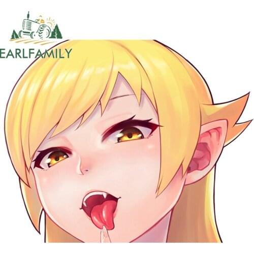 EARLFAMILY 13cm x 10.4cm for Kizumonogatari Kissshot Car Stickers Scratch-proof Window Trunk Decal Waterproof Truck Decal