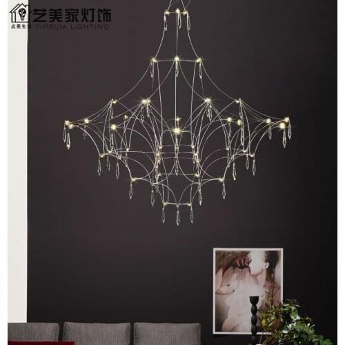 Nordic duplex building crystal light luxury living room chandelier villa modern firefly restaurant model room lamp