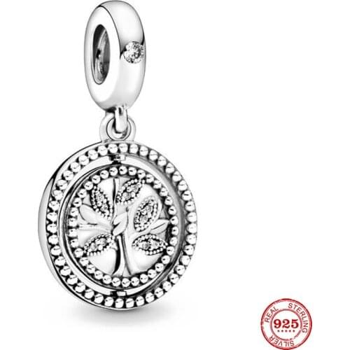 New Original Silver Color Family Tree White Bead Fit European Pandora Charms Bracelet Bangles Diy Jewelry P292