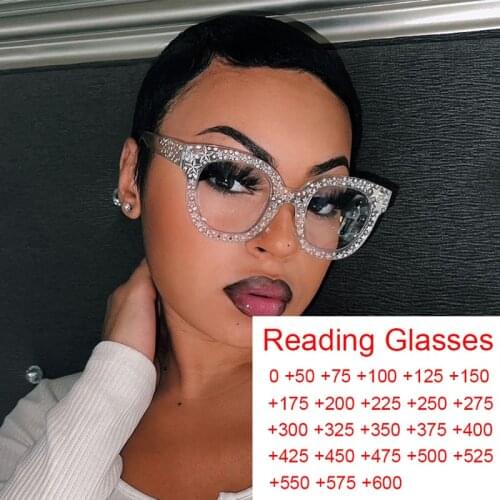 Finished Anti Blue Light Women Reading Glasses 0 to +6.0 Italy Luxury Brand Vintage Square Prescription Eyeglasses Full Star