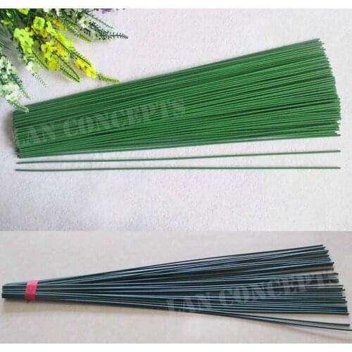 Wholesale 2# Wire Artificial Flower Stem with PVC Cover for DIY crafts Paper Flowers Nylon Mesh Flower - green 200pcs/lot