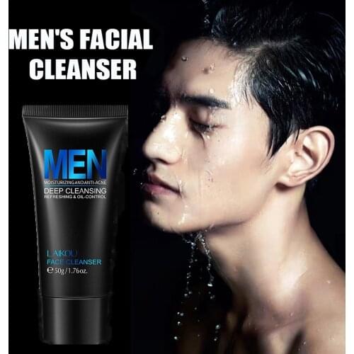 Men Facial Amino Acid Foam Cleanser Hyaluronic Acid Face Wash Oil Control Blackhead Remove Scrub Cosmetics Deep Norishing ForMan