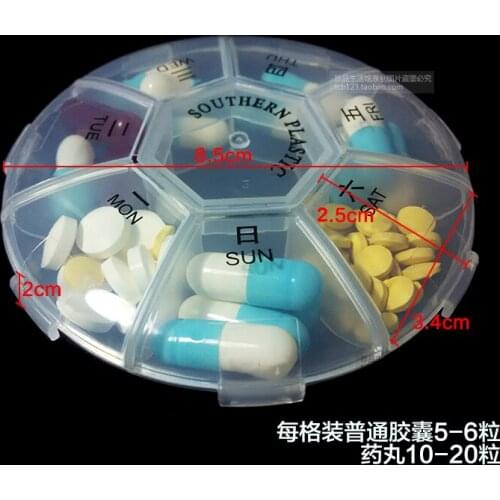 Portable pill case 1 week 7 grid Drug storage box free shipping
