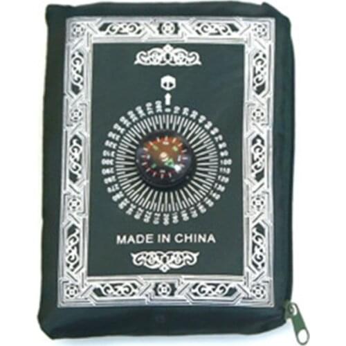 Portable Waterproof Muslim Prayer Mat Rug With Compass Vintage Pattern Islamic Eid Decoration Gift Pocket Sized Bag Zipper