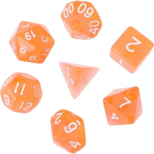 K1KD 7Pcs Clear Polyhedral Game Dice For Dragon Pathfinder D20 D12 2xD10 D8 D6 D4