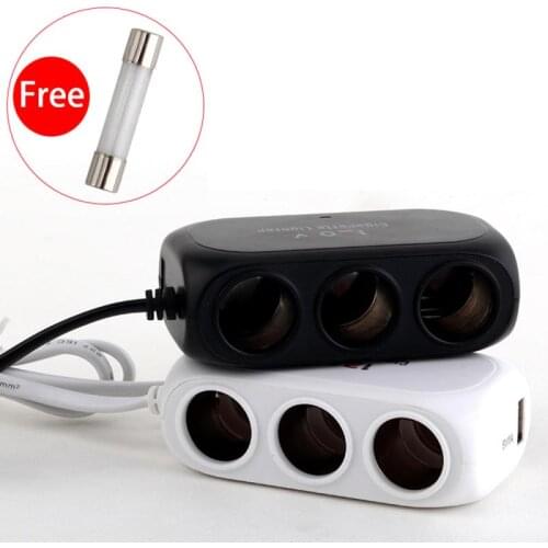 Dual USB Port 3 Way Auto Car Cigarette Lighter Socket Splitter Charger Plug Adapter DC 12v-24v For All Phone PC Ipad 2 Color