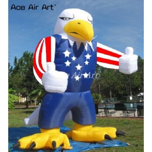 Advertising beautiful giant inflatable eagle replica with US flag inflatable eagle bird model for adrvertising