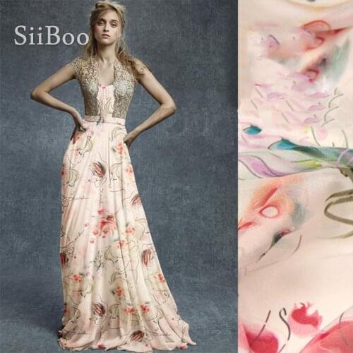 American style multi-color floral print 100% Silk chiffon fabric for summer dress,shirt 8mm silk fabric free shipping SP2779