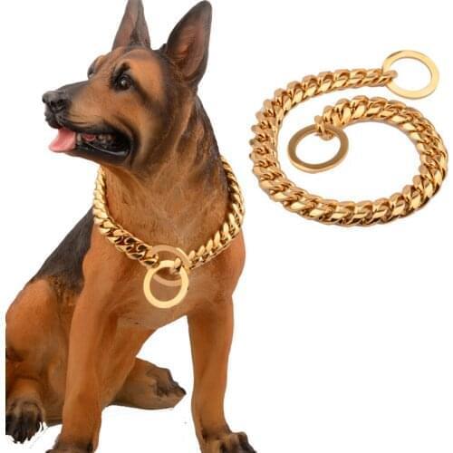 14mm Wide Steel Necklace for Big Breeds Heavy Duty Choke Chain Dog Collar for Large Dogs - Rottweiler Pitbull Mastiff Doberman