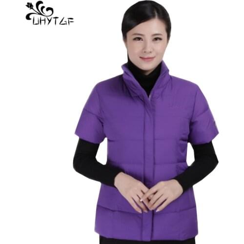 UHYTGF Winter Down Cotton Jacket Women Tops 2018 Plus size Elegant short Warm Coats Korean Fashion Standing collar Clothing 434