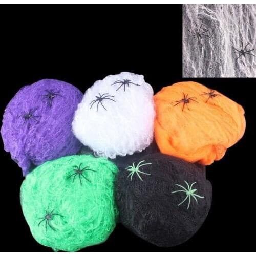 PGY Halloween Decoration A Secret Chamber Haunted House Terror Spider Mesh 20 Can Spider Cotton 2 Spider 5 Color Promotion H
