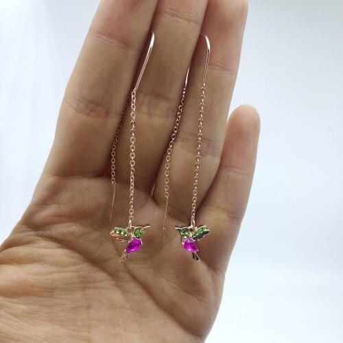 Unique Bird Earrings Chain Pendant Tassel for Women Jewelry Design Fashion Long Earring