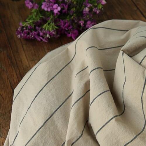 High-quality high-count cotton tissu Apricot stripes patchwork Elasticity of high-end clothing trousers shirts fabric