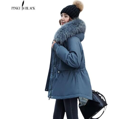 PinkyIsBlack Winter Women Jacket Warm Cotton Padded Women Winter Coat Outwear Fur Liner Short Women Clothes With Hooded Jackets