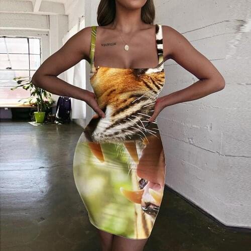 Giyu Animal Dresses Women Tiger 3d Print Ferocious Ladies Dresses Harajuku Sundress Womens Clothing Mini Evening Beach