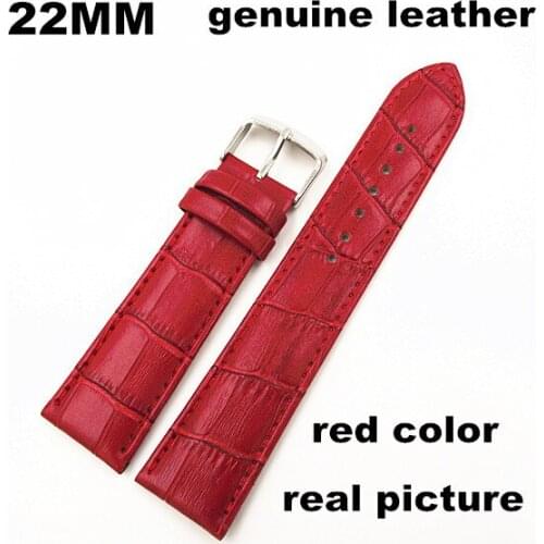 1PCS High quality 22MM genuine leather Watch band watch strap red color-070707