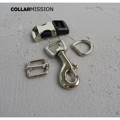 10sets/lot (metal buckle+adjust buckle+D ring+metal dog clasp/set) premium quality hardware 15mm DIY dog collar leash accessory