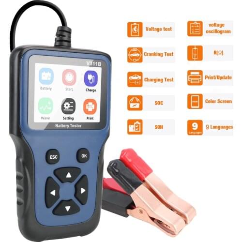 12V Automotive Auto Diagnostic Tool V311B Car Battery Charger Tester Analyzer Car Charging Cricut Load Test Analyzer Tools