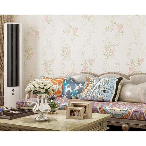 Beibehang European garden style embossed flowers blue beige pink embossed 3D wallpaper home decoration wallpaper rolls mural