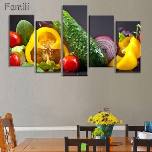 5 Piece Red Wall Art Painting Colorful Various Vegetables Picture Print On Canvas Food 4 The Picture Home Decor Oil Prints