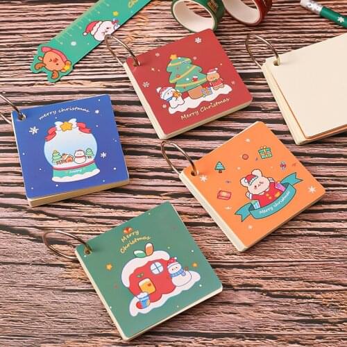 80 sheets Cartoon Christmas Student Portable Notepad Ring Shaped Blank Memory Notebook Memo Pad Sticky Notes kawaii stationery