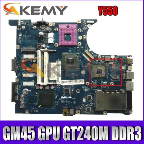 Akemy For Lenovo Y550 Laptop Motherboard KIWB1/B2 LA-4602P PGA478 GM45 GPU GT240M DDR3 100% Test Work Free CPU