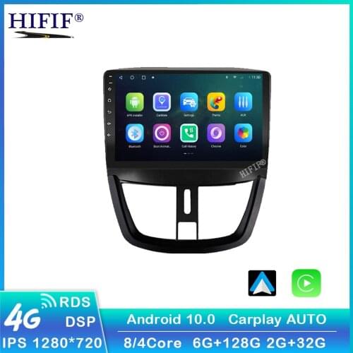 Android 10 RDS DSP 2.5D Car Radio Stereo WIFI GPS Navigation Multimedia Player For Peugeot 207 207CC 2007-2013